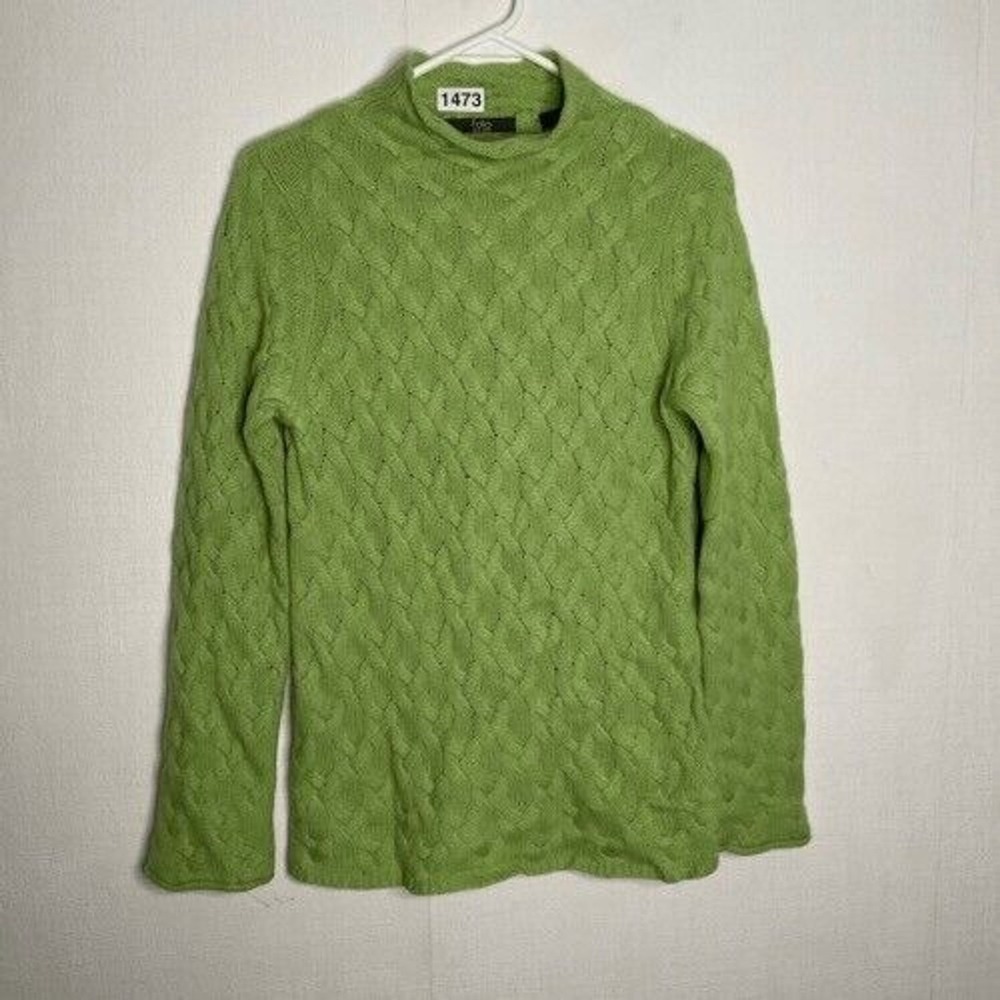 Folio Green Cable Knit Mockneck Sweater Women Size M China 100% Cashmere